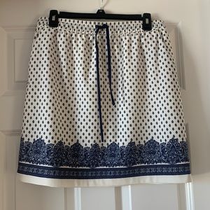 Blue and white paisley lined skirt